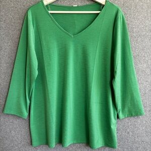 Dear Scarlett Kelly Green V-Neck Long Sleeve Top L